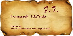 Formanek Tünde névjegykártya